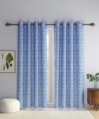 Rajsthan Decor Screen Print Cotton Floral Door Curtain Set of 2 (54x85 Inch) 6
