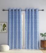 Rajsthan Decor Screen Print Cotton Floral Long Door Curtain Set of 2 (54x110 inch)