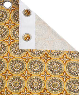 Rajsthan Decor Cotton Yellow Floral Set of 2 Window Curtain (54x62 Inch) 3