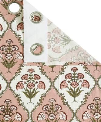 Rajsthan Decor Cotton Peach Floral Set of 2 Door Curtain (54x85 Inch) 3