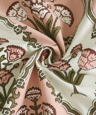 Rajsthan Decor Cotton Peach Floral Set of 2 Door Curtain (54x85 Inch) 4