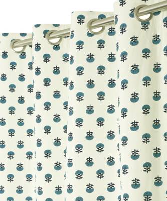Rajsthan Decor Cotton Ivory Floral Set of 2 Door Curtain (54x85 Inch) 2
