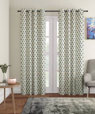 Rajsthan Decor Cotton Ivory Floral Set of 2 Door Curtain (54x85 Inch) 5
