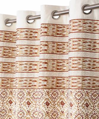 Rajasthan Decor Cotton Metallic Print Set of 2 Window Curtain (54x62 Inch) 2