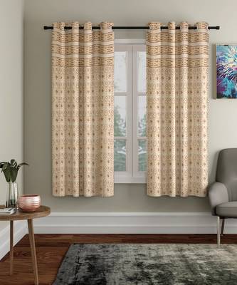 Rajasthan Decor Cotton Metallic Print Set of 2 Window Curtain (54x62 Inch) 5