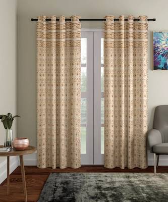 Rajasthan Decor Cotton Metallic Print Set of 2 Long Door Curtain (54x110 Inch) 5