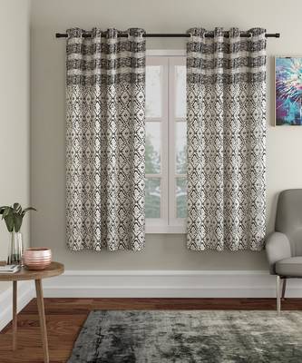 Rajasthan Decor Cotton Metallic Print Set of 2 Window Curtain (54x62 Inch) 5