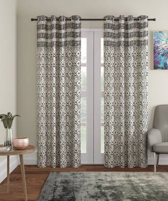 Rajasthan Decor Cotton Metallic Print Set of 2 Door Curtain (54x85 Inch) 5