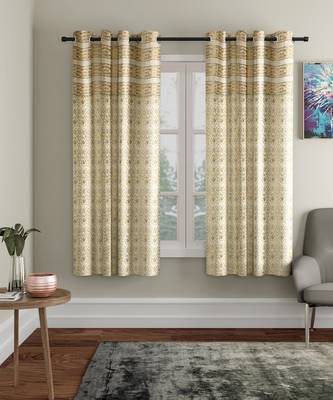 Rajasthan Decor Cotton Metallic Print Set of 2 Window Curtain (54x62 Inch) 5