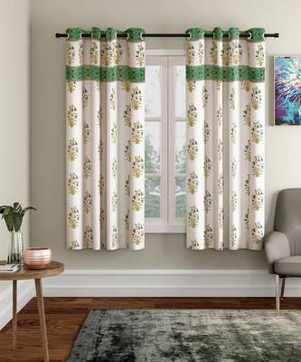 Rajasthan Decor Pure Cotton Floral Print Window Curtain  1 PC 5
