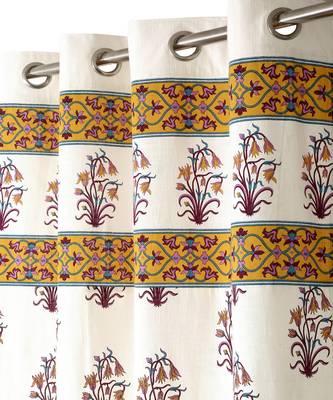 Rajasthan Decor Pure Cotton Floral Print Window Curtain  1 PC 2