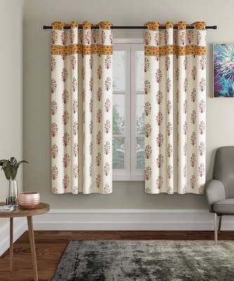 Rajasthan Decor Pure Cotton Floral Print Window Curtain  1 PC 5