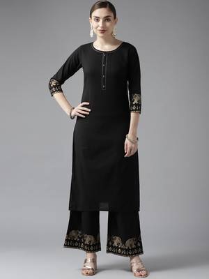 Black printed cotton ethnic-kurtis 1