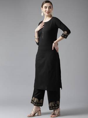 Black printed cotton ethnic-kurtis 2