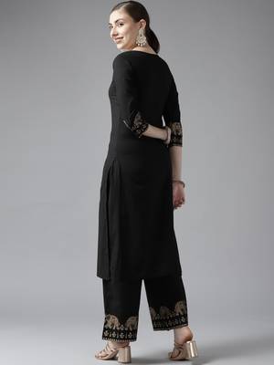 Black printed cotton ethnic-kurtis 3