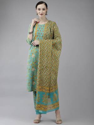 Green printed cotton ethnic-kurtis 1
