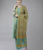 Green printed cotton ethnic-kurtis