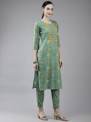 Green printed cotton ethnic-kurtis 2
