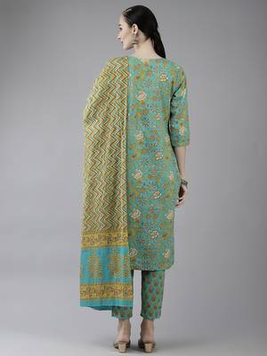 Green printed cotton ethnic-kurtis 3