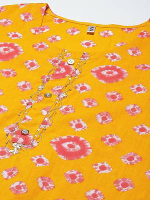 Mustard printed cotton ethnic-kurtis 4