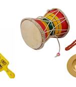 RUDRANSH Kirtan combo musical instrument for Kirtan pooja manjira manjira with Damru pack of 3