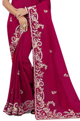 Maroon embroidered organza saree with blouse 2
