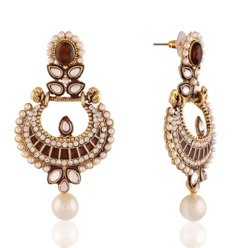 Touchstone Gold Plated Jewellery Earrings For Women - RICH LADY - 573983