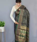 Blue woven banarasi saree with blouse