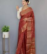 Purple woven banarasi saree with blouse