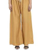 PAVONINE Beige Color Straight Fit Rayon Fabric Palazzo