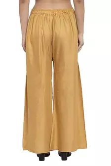 PAVONINE Beige Color Straight Fit Rayon Fabric Palazzo