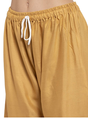 PAVONINE Beige Color Straight Fit Rayon Fabric Palazzo 4