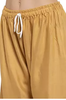 PAVONINE Beige Color Straight Fit Rayon Fabric Palazzo