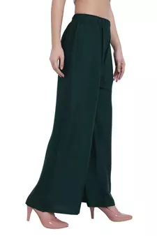 PAVONINE Bottle Color Straight Fit Rayon Fabric Palazzo