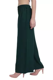 PAVONINE Bottle Color Straight Fit Rayon Fabric Palazzo