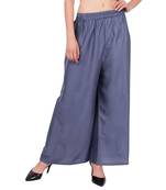 PAVONINE Grey Color Straight Fit Rayon Fabric Palazzo