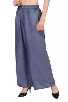 PAVONINE Grey Color Straight Fit Rayon Fabric Palazzo