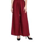 PAVONINE Maroon Color Straight Fit Rayon Fabric Palazzo