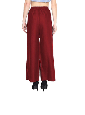 PAVONINE Maroon Color Straight Fit Rayon Fabric Palazzo 2
