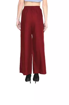 PAVONINE Maroon Color Straight Fit Rayon Fabric Palazzo