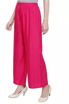 PAVONINE Rani Color Straight Fit Rayon Fabric Palazzo
