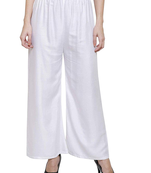 PAVONINE White Color Straight Fit Rayon Fabric Palazzo