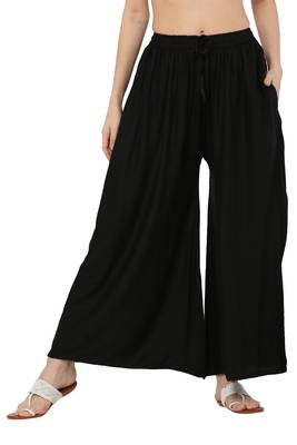 PAVONINE Black Color Rayon Fabric Jumbo pant 1