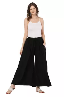 PAVONINE Black Color Rayon Fabric Jumbo pant