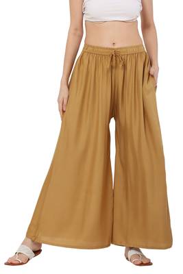 PAVONINE Beige Color Rayon Fabric Jumbo pant 1