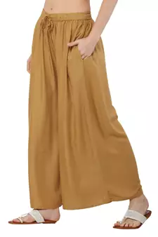 PAVONINE Beige Color Rayon Fabric Jumbo pant