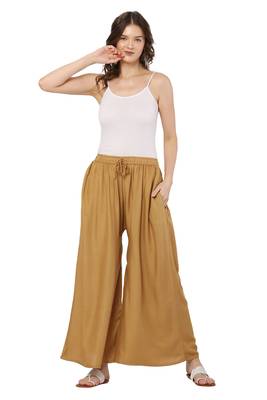 PAVONINE Beige Color Rayon Fabric Jumbo pant 4