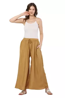 PAVONINE Beige Color Rayon Fabric Jumbo pant