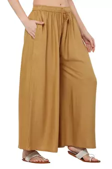 PAVONINE Beige Color Rayon Fabric Jumbo pant