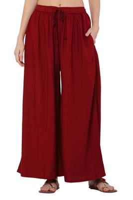 PAVONINE Maroon Color Rayon Fabric Jumbo pant 1
